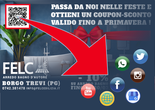 grafica manifesto pubblicitario con qr code collegato a icone web che suggerisce pubblicità smart Spoleto