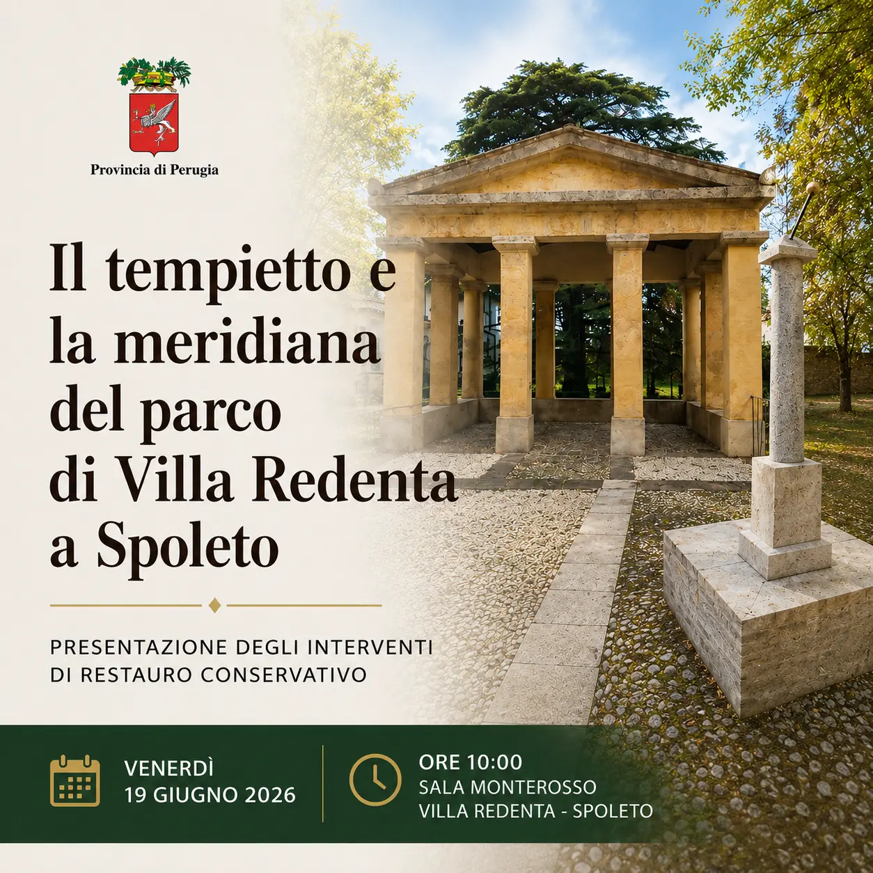 Villa Redenta Spoleto -Restauro tempietto e meridiana Vista dall’alto di una Porsche dorata su sfondo scuro con grafica dei servizi di carrozzeria, tra cui riparazioni Tesla certificate, verniciatura e sistemi elettronici